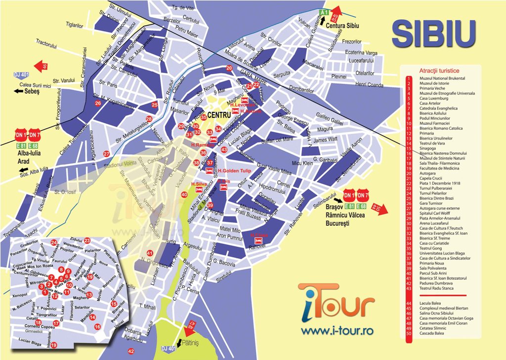 Harta Sibiu obiective turistice