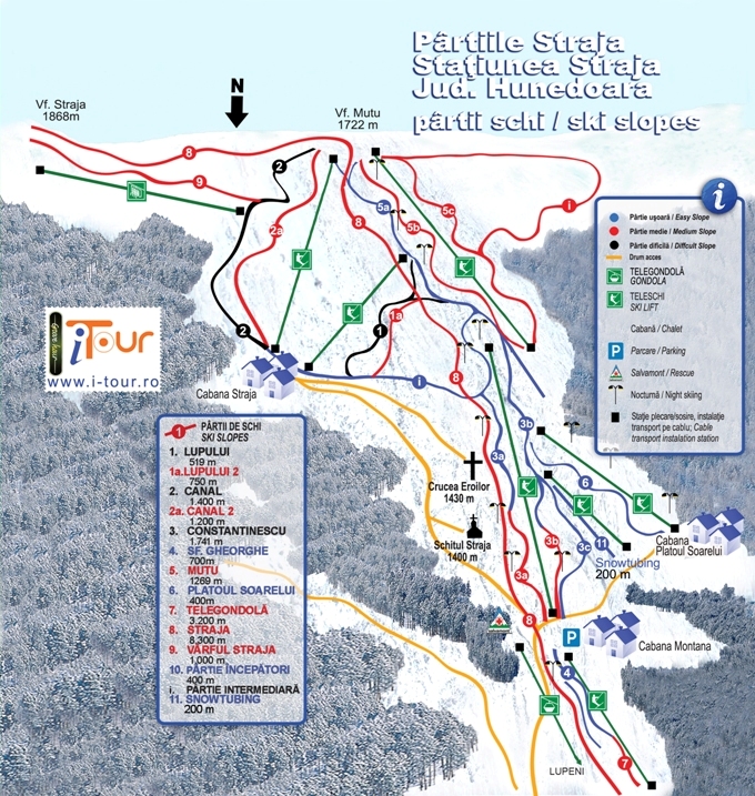 Harta partii schi Straja, Hunedoara